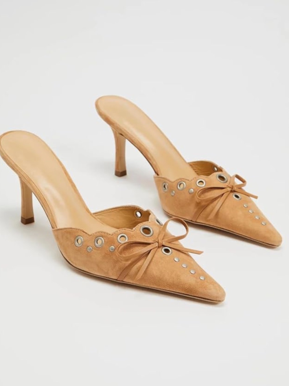 Olomisa Faux Suede Kitten Heel Mules Mustard